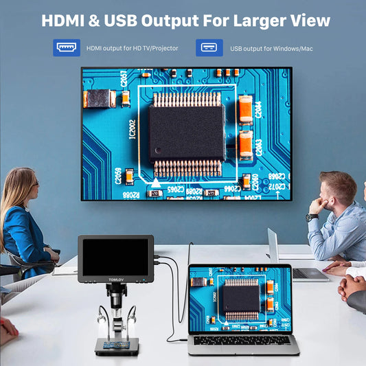 7in IPS HDMI Digital Microscope 16MP 1200X for Soldering