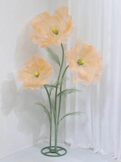 Artificial Poppy Flower Stem Wedding Home Decoration orange