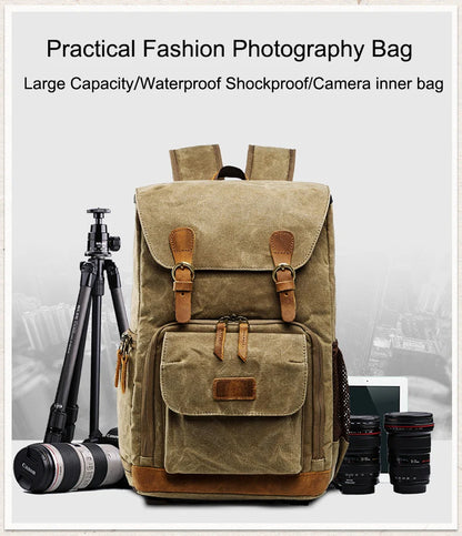 Large Waterproof Camera Backpack with Laptop Compartment
