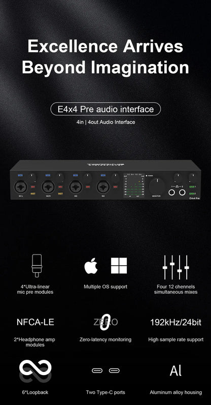 Pre-Professional 8 Channel Audio Interface with 4 LoopBack