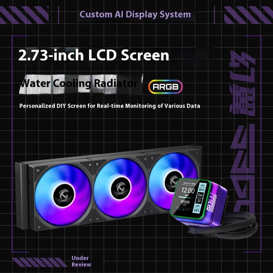 Black 360mm CPU Liquid Cooler with LCD Screen