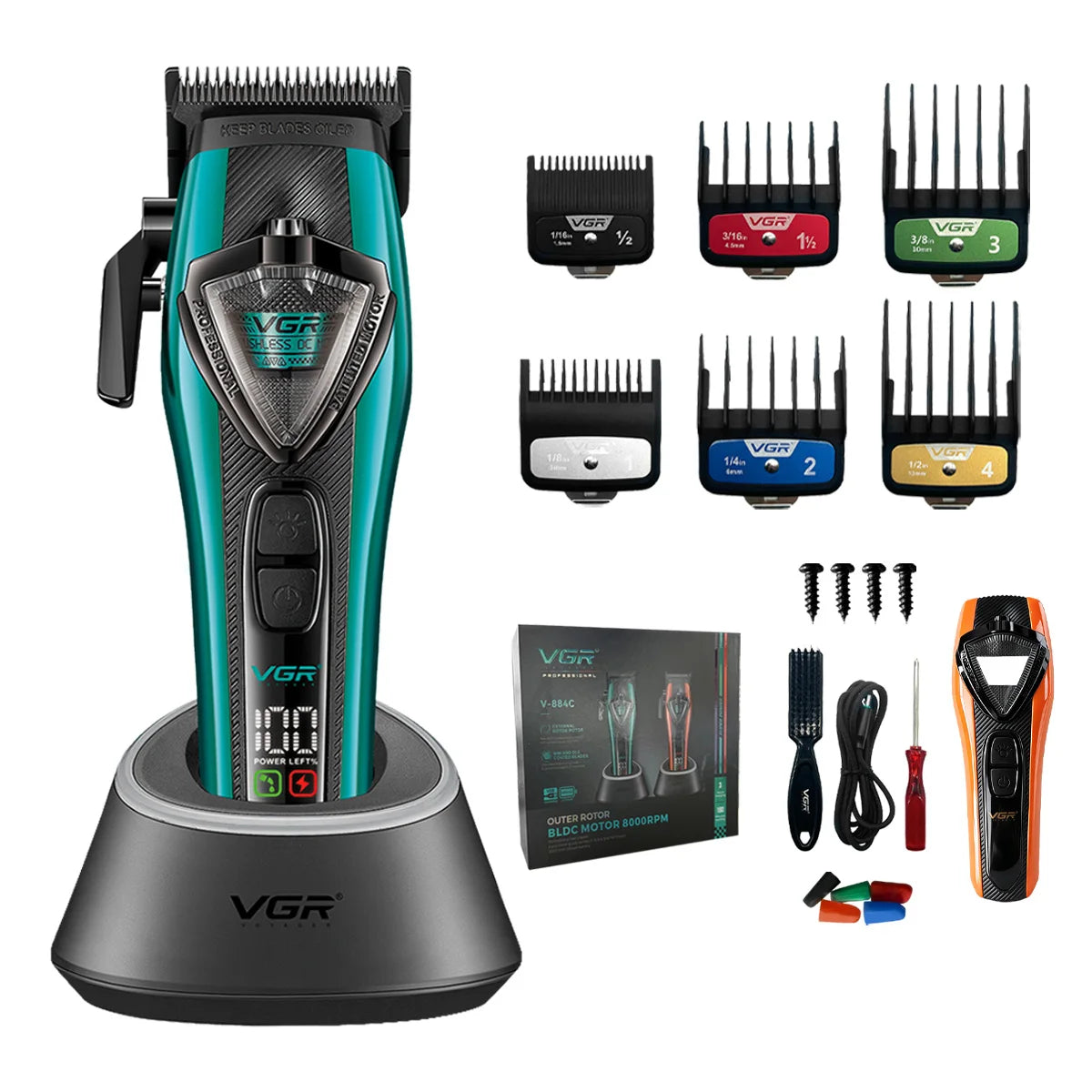 Professional Cordless Hair Clipper LED Display Trimmer