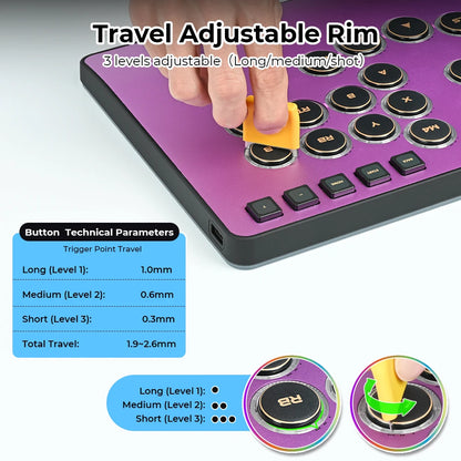 Magnetic Leverless Arcade Controller CNC Aluminum Purple