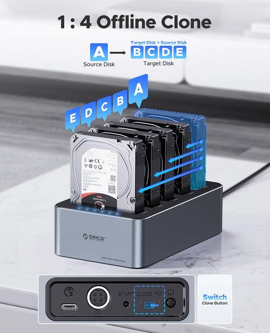 External Hard Drive Enclosure Five Bay with Clone Function