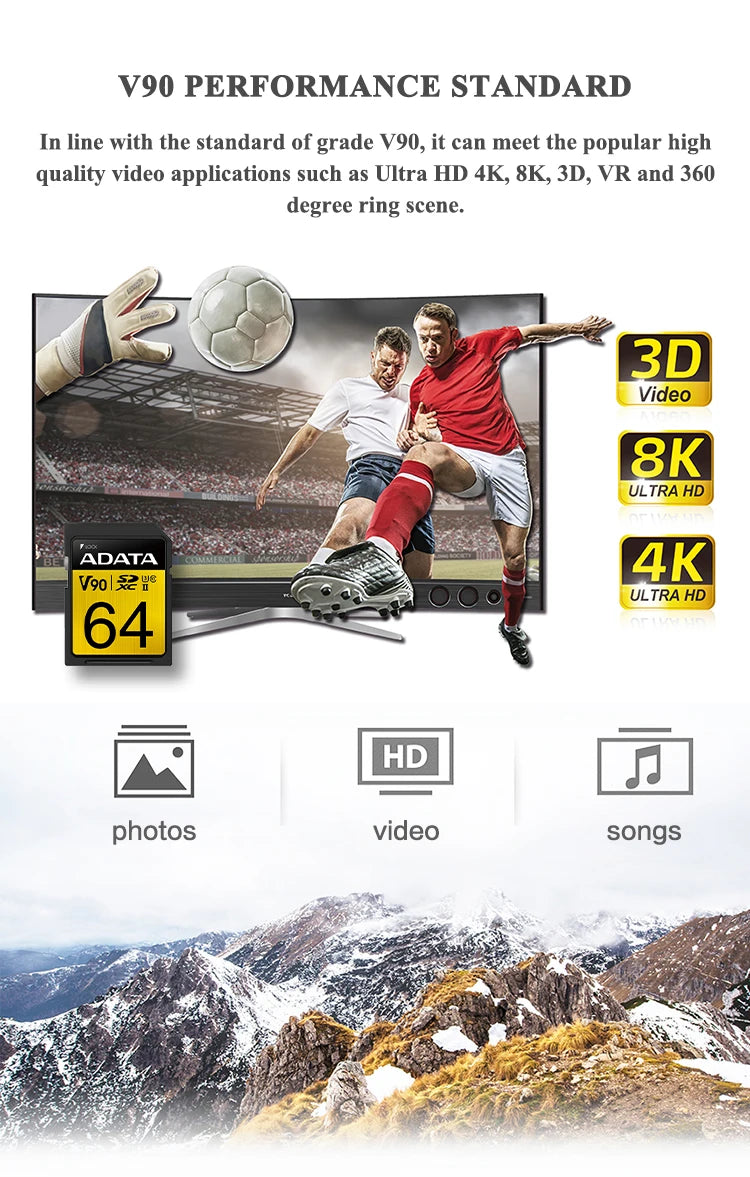 ADATA 128GB SDXC V90 High Speed Card for 4K
