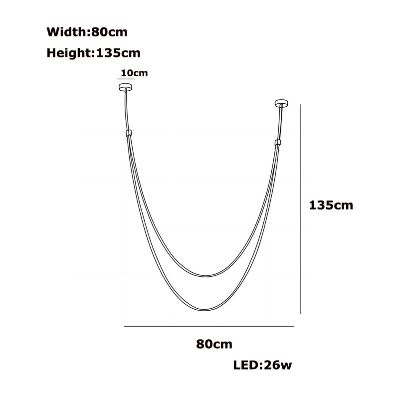 Black Leather Belt LED Chandelier 80–135cm Adjustable