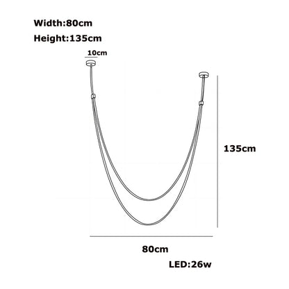 Black Leather Belt LED Chandelier 80–135cm Adjustable