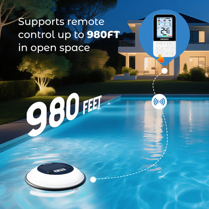 Solar Wireless Pool Thermometer with Indoor Remote 7-Color Light
