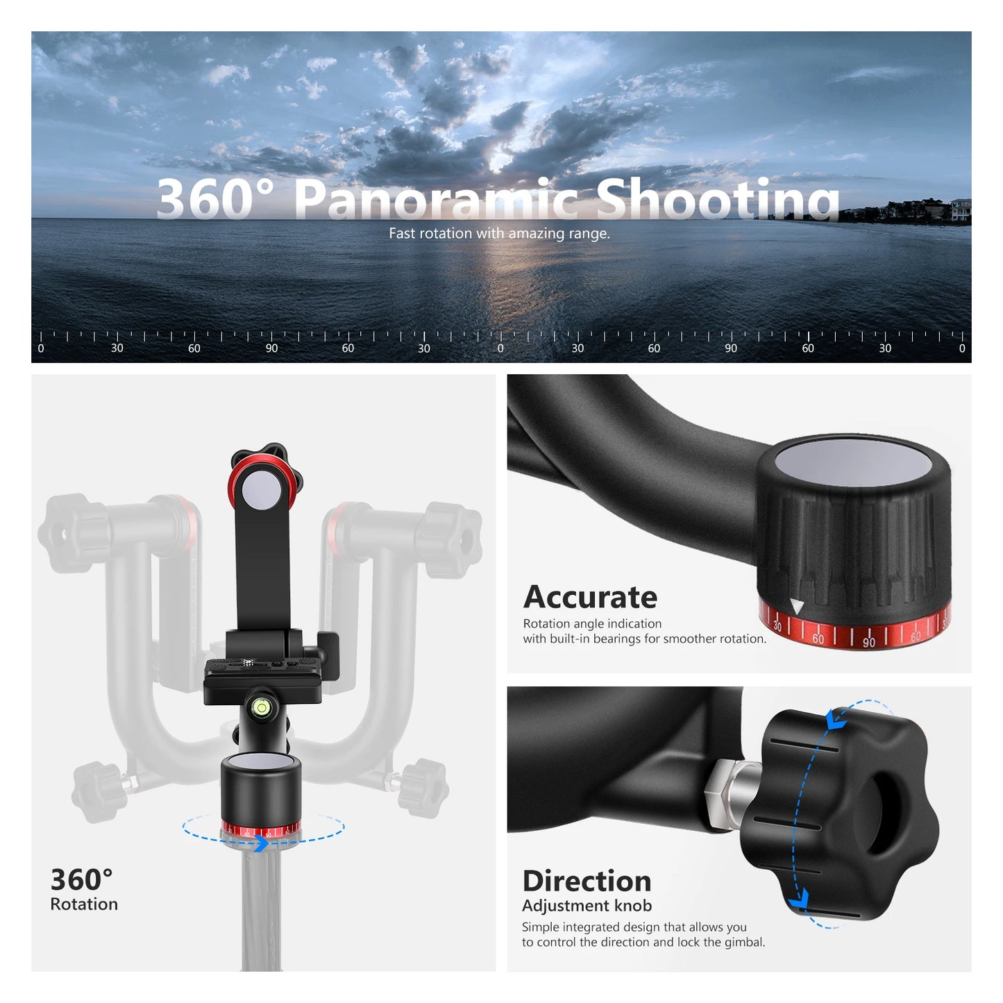 Professional Gimbal Head for 360 Degree Panoramic Photography