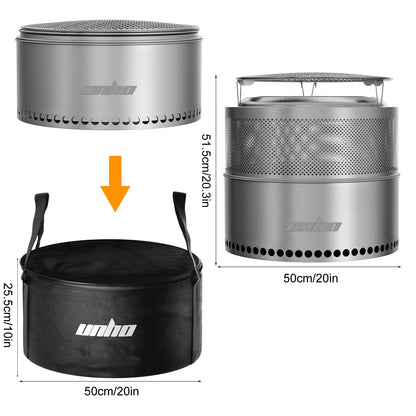 19-Inch Smokeless Stainless Steel Fire Pit Portable Outdoor Wood Burner