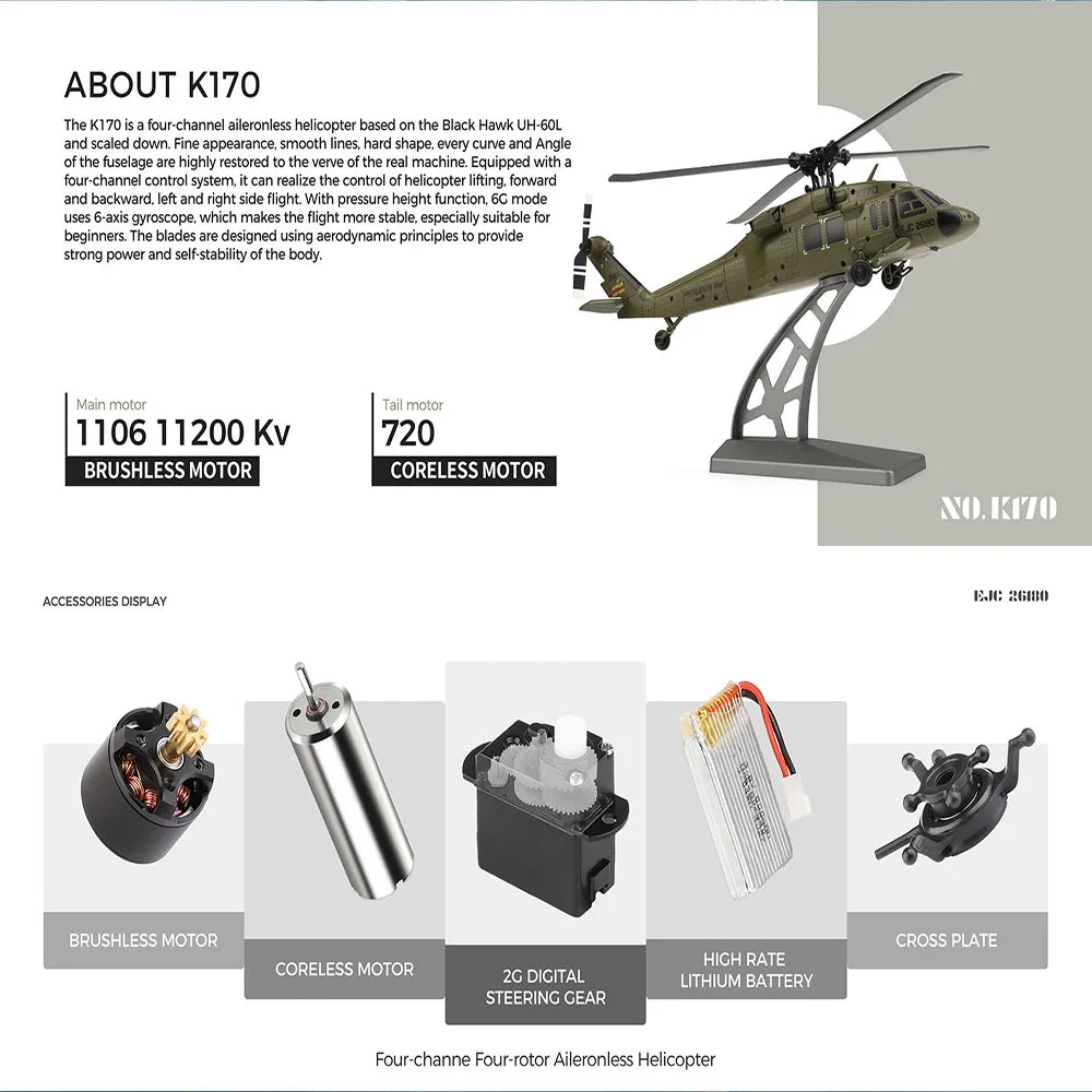 K170 Remote Control Helicopter 4CH Stable Flight