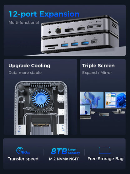 USB-C Hub M.2 NVMe SSD Enclosure Cooling Fan