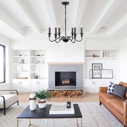 Industrial Style 6 Lamp Black Chandelier for Living Room