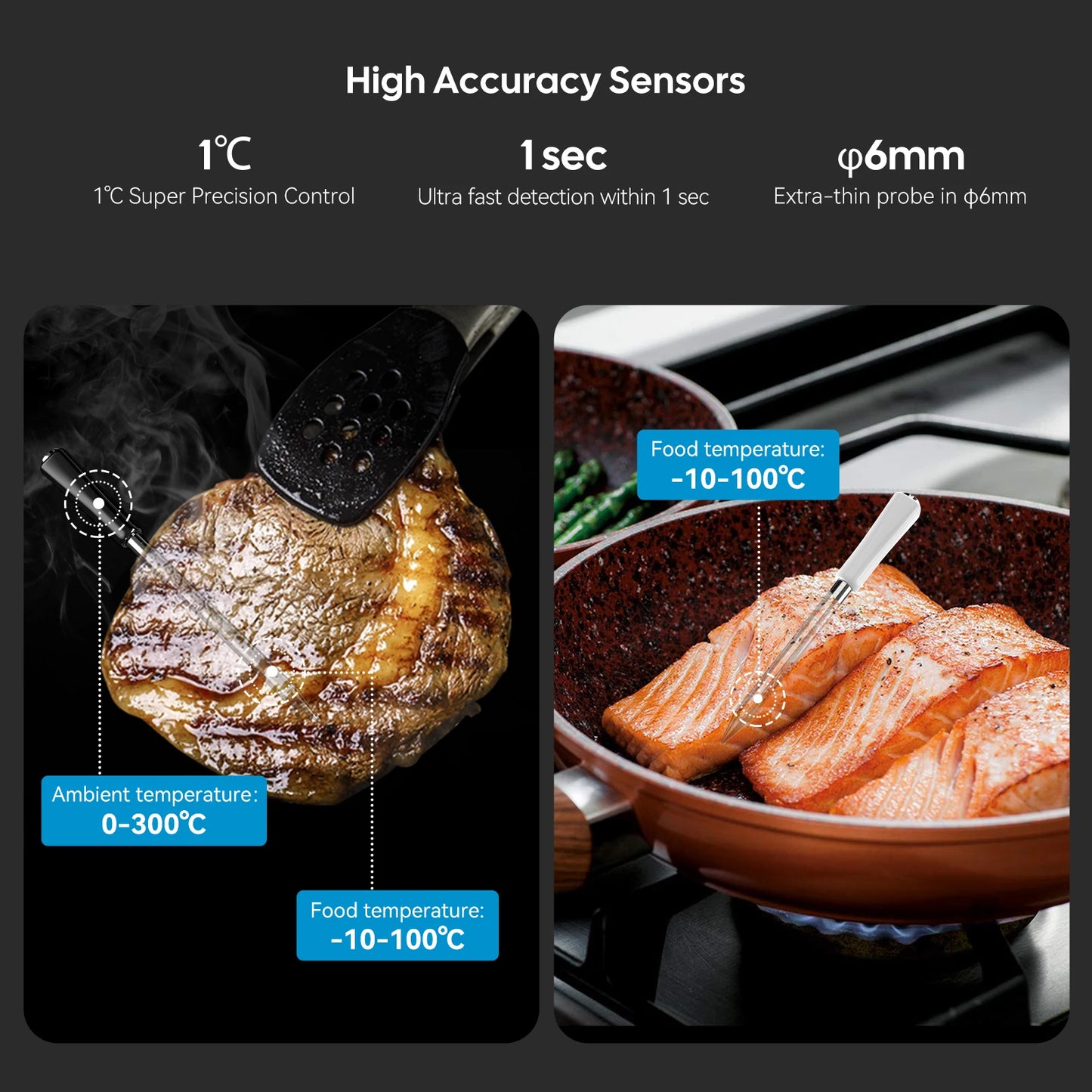 Wireless BBQ Thermometer with App Control and Dual Probes