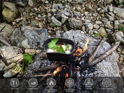 Titanium Camping Cookware Set 1100ml Bottle 750ml Pot 400ml Bowl