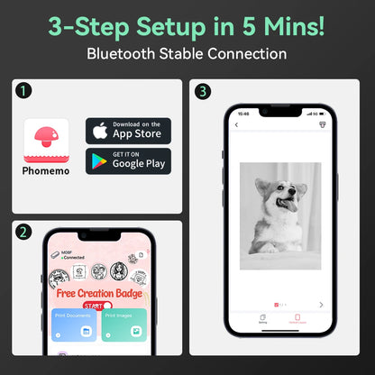 Wireless A4 Thermal Printer with Bluetooth for Travel & Office