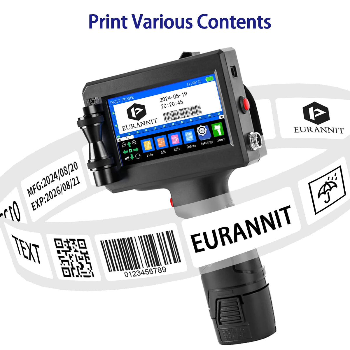 25.4mm Mini Handheld Inkjet Printer for QR and Barcodes