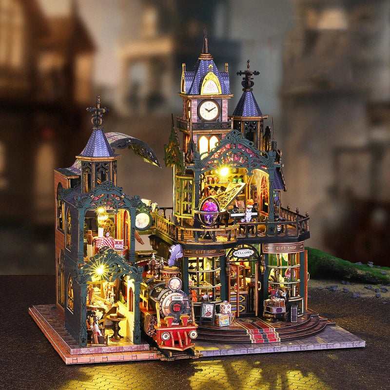 DIY Wooden Miniature Dollhouse Kit with Music and Lights