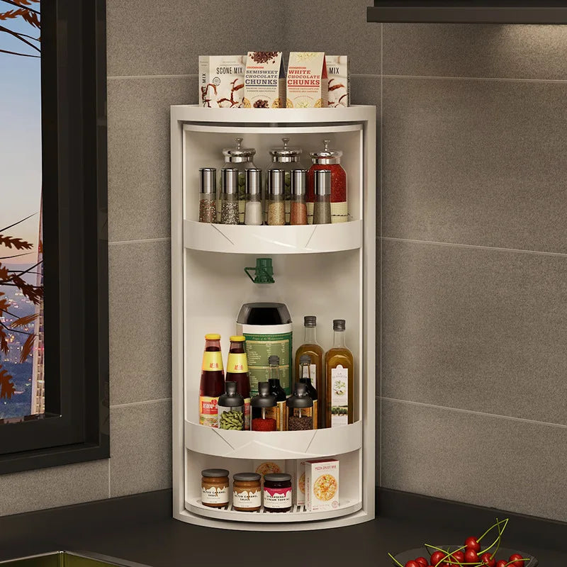 White 3 Tier 360° Rotating Kitchen Spice Storage Rack
