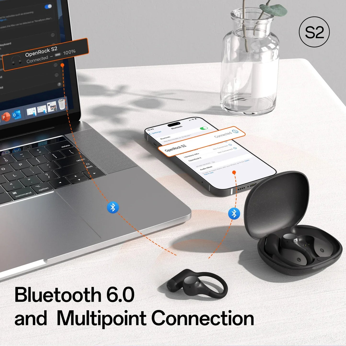 Open Ear Bluetooth 6.0 Sports Earbuds IPX5 ENC Black