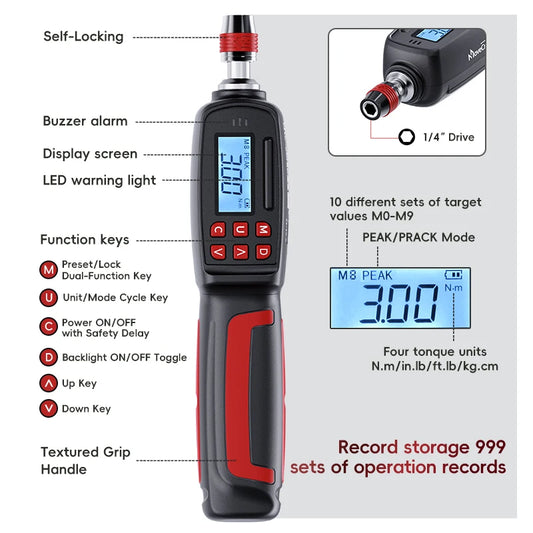 Precision Digital Torque Screwdriver 0.3–6Nm for Mechanics