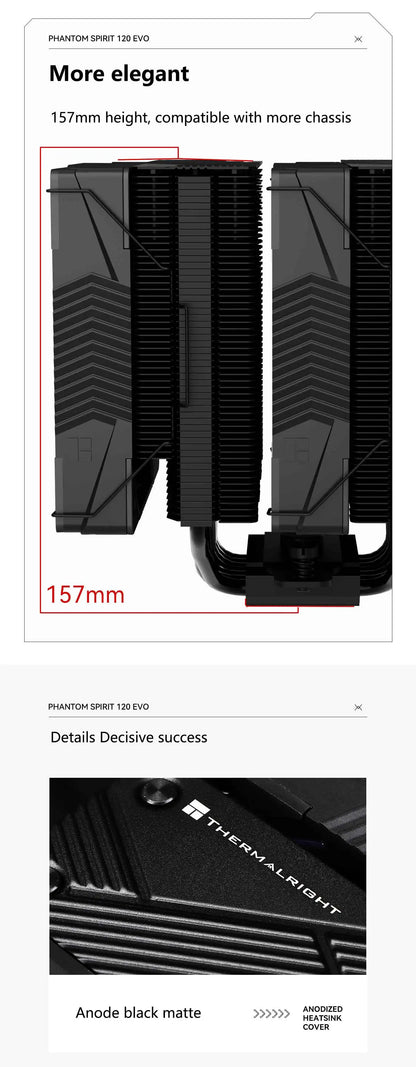 White 120mm Dual Tower CPU Cooler with 7 Heat Pipes