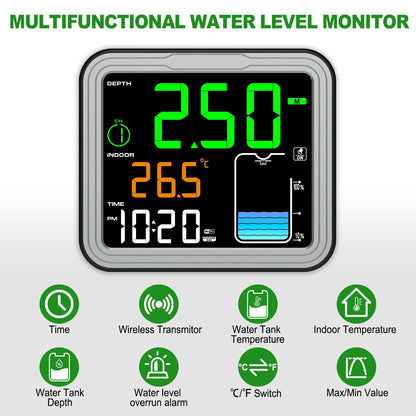 8in1 Wireless Tank Level Monitor with Alarm & LCD Display