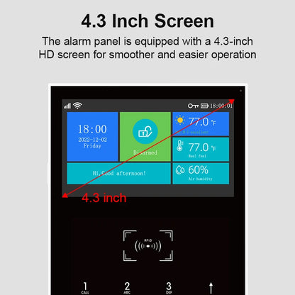 4.3 Inch Smart WiFi GSM Burglar Alarm with Temperature Display