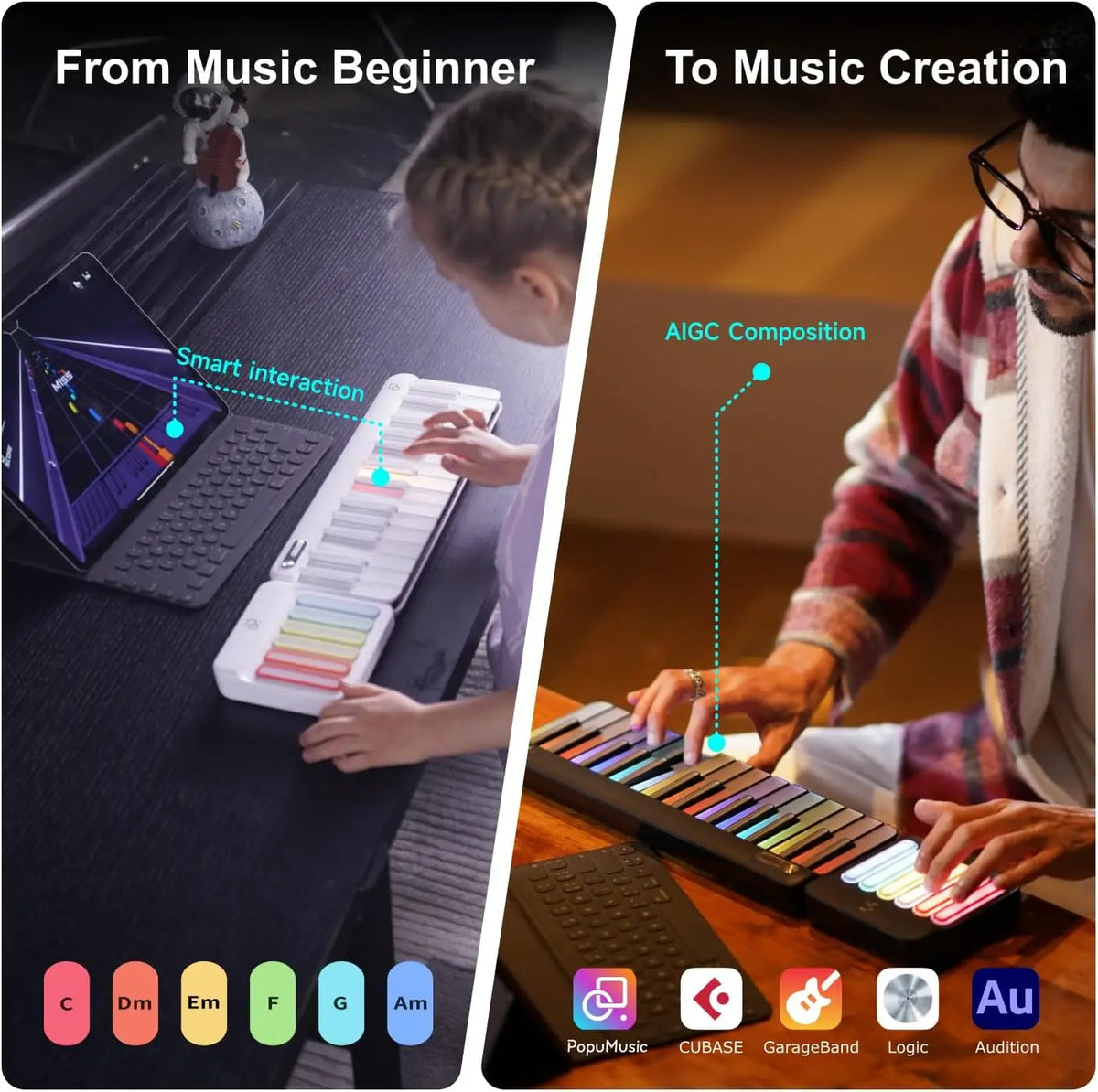 Portable 59-Key Digital Piano with 256 Tones