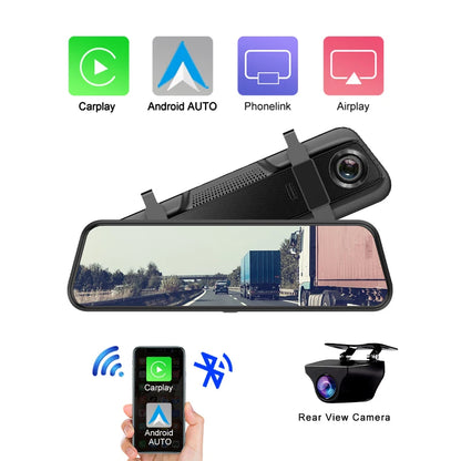 10 Inch 4K Mirror Dash Cam with Android Auto GPS