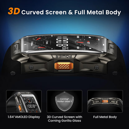 Rugged Smartwatch with 3D Curved AMOLED Display Silver