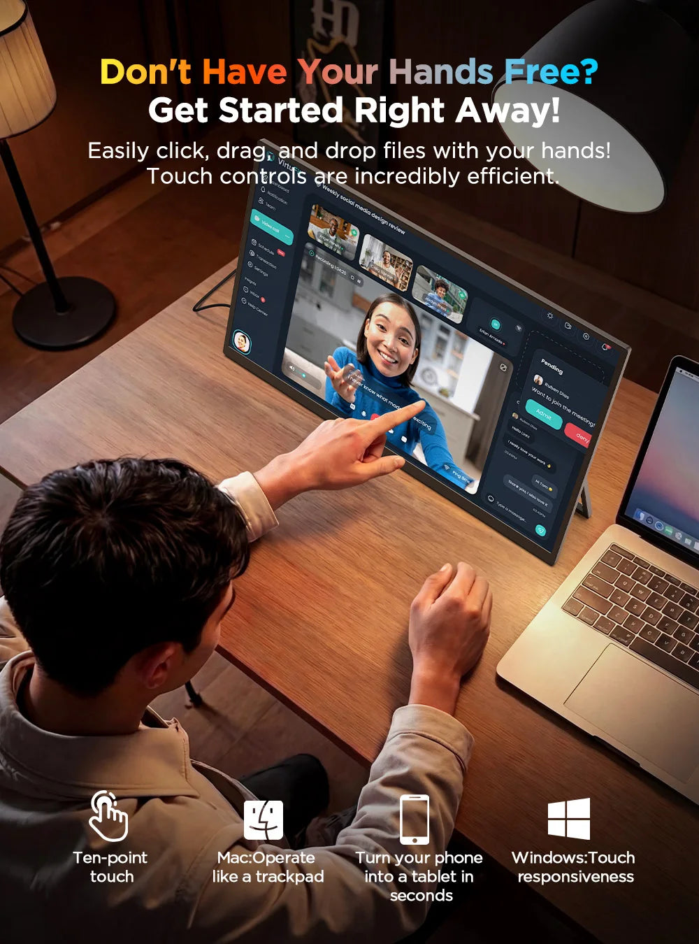 15.7 Inch 4K UHD Portable Monitor 10-Point Touchscreen