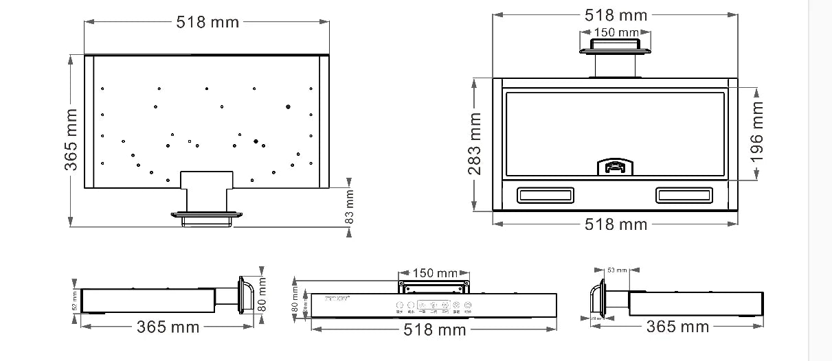 Compact 12V Camper Range Hood Touch Control Small