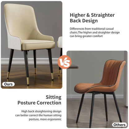 Modern PU Leather Dining Chairs Set of 2 with Metal Legs