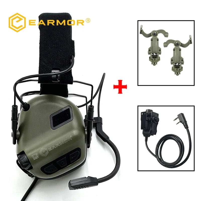 Tactical Noise Reduction Shooting Earmuffs with Helmet Rail Adapter