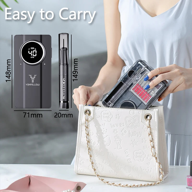Grey Portable Nail Polisher 40000RPM Professional Sander
