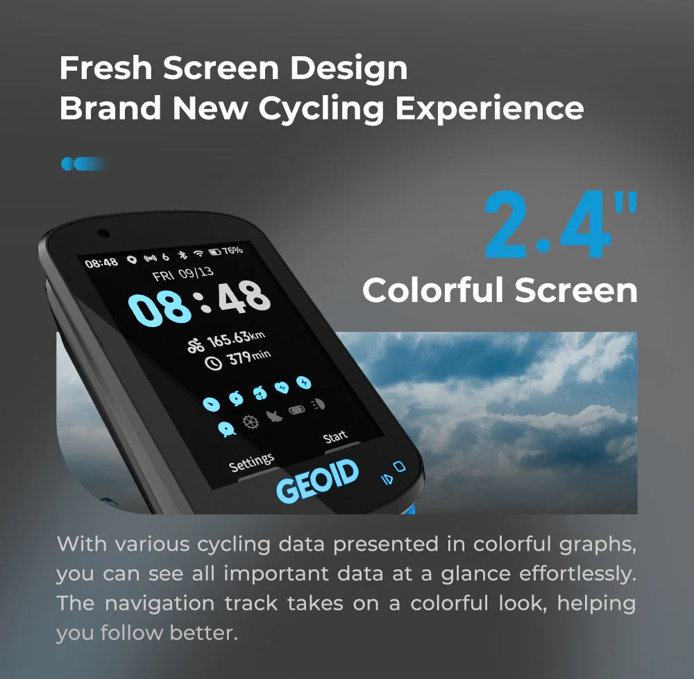 GPS Bike Computer Set with Navigation Color Screen and WiFi