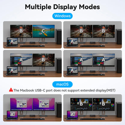 4K 60Hz USB-C KVM Switch Dual Monitor 2 PC