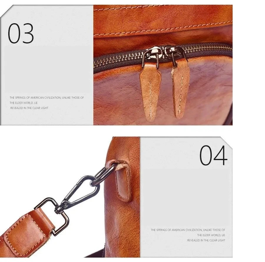 Genuine Leather Anti-Theft Backpack 32cm Coffee