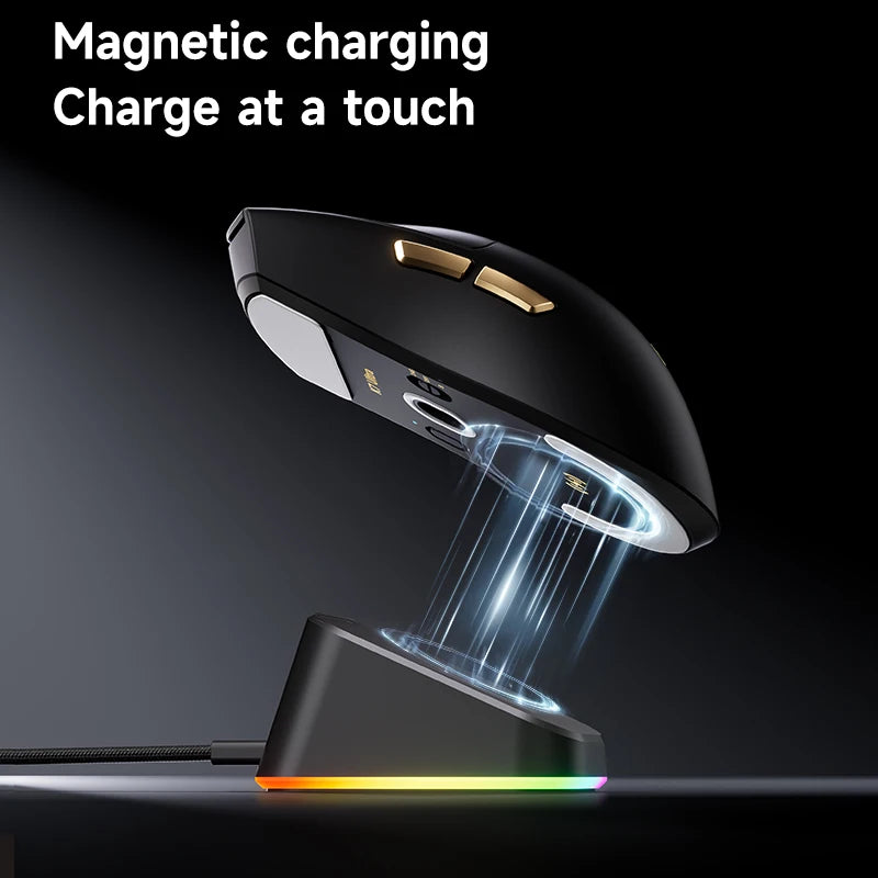 Red Rechargeable Wireless Gaming Mouse Magnetic Dock