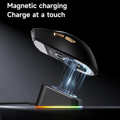 Red Rechargeable Wireless Gaming Mouse Magnetic Dock