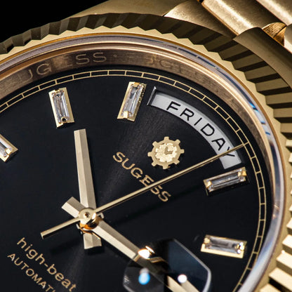 Luxury Retro Automatic Men’s Wristwatch 40mm Sapphire Golden Black