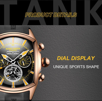 Men’s Luxury Mechanical Barrel Watch with Multifunction Display