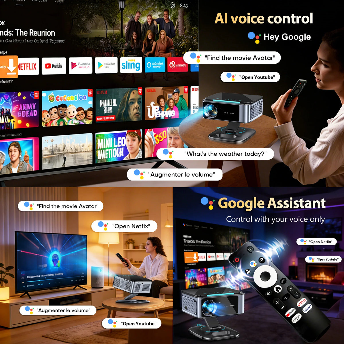 4K Ultra HD Smart Projector Google TV TOF Laser Focus