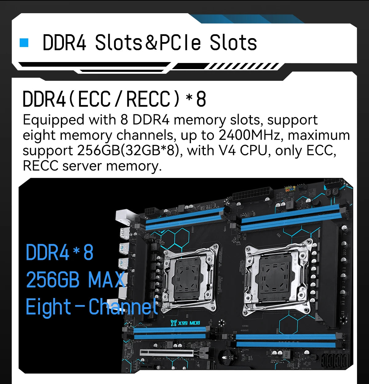 X99 MD8 LGA2011-3 Server Motherboard with C612 Chip