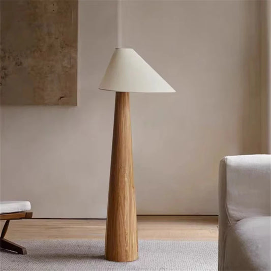 150cm Conical Oak Floor Lamp with Bright White Light