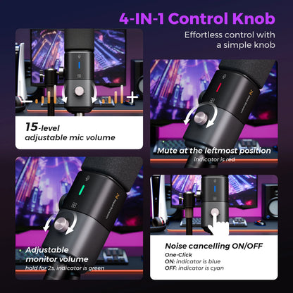 USB XLR Condenser Microphone for Gaming and Streaming