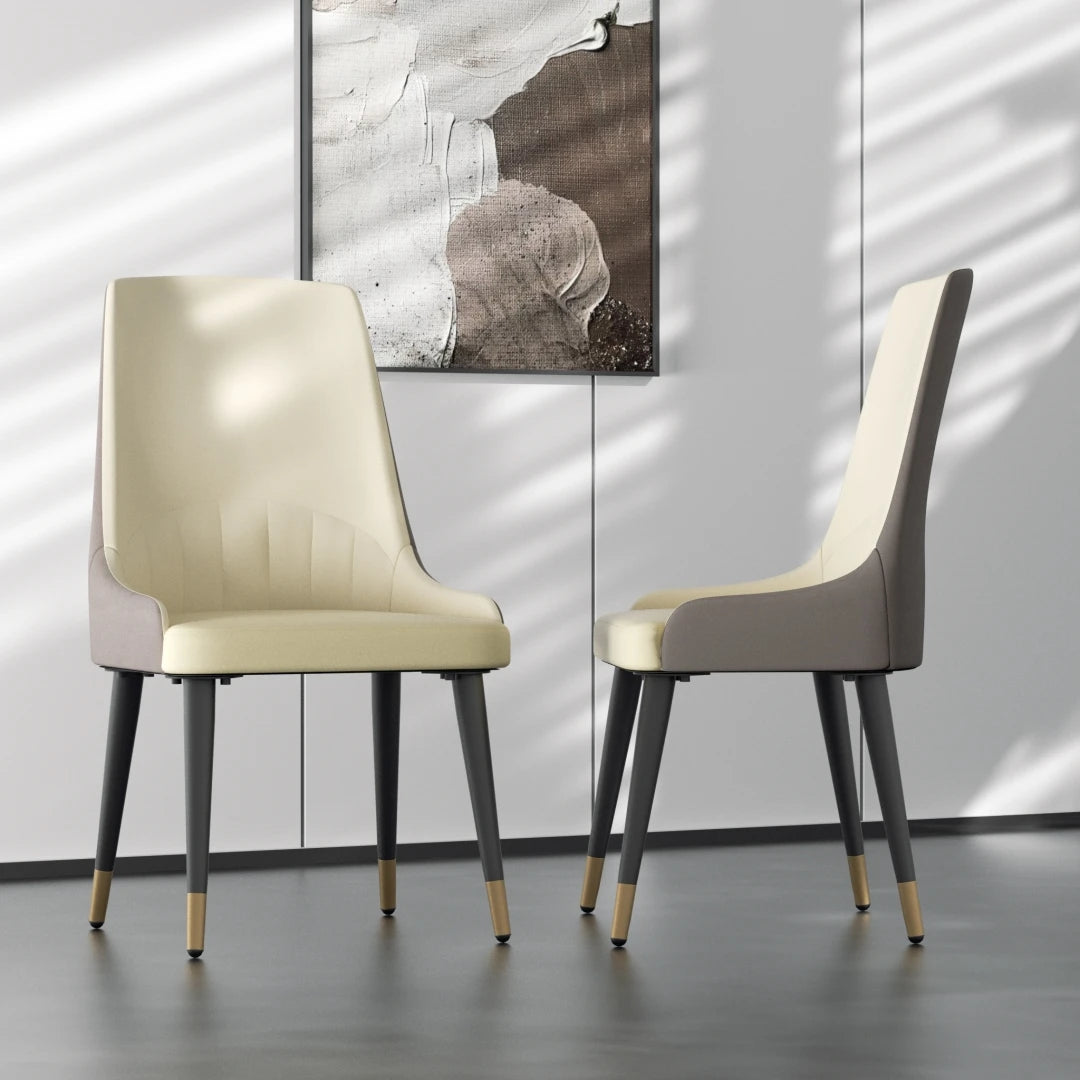 2-Piece White Microfiber Leather Dining Chairs