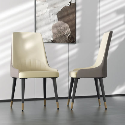 2-Piece White Microfiber Leather Dining Chairs