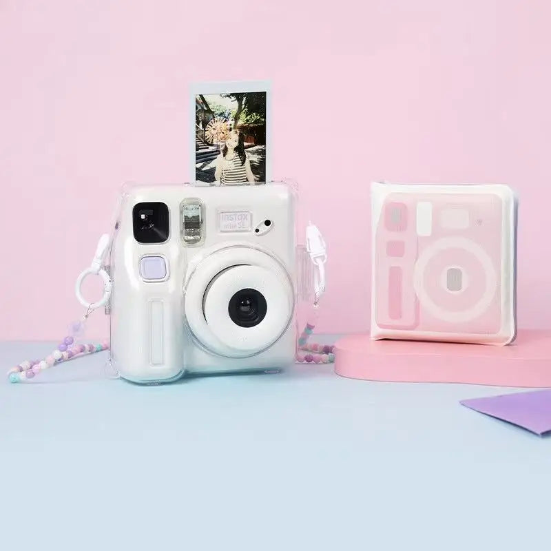White Instant Film Camera Auto Focus with Wrist Strap